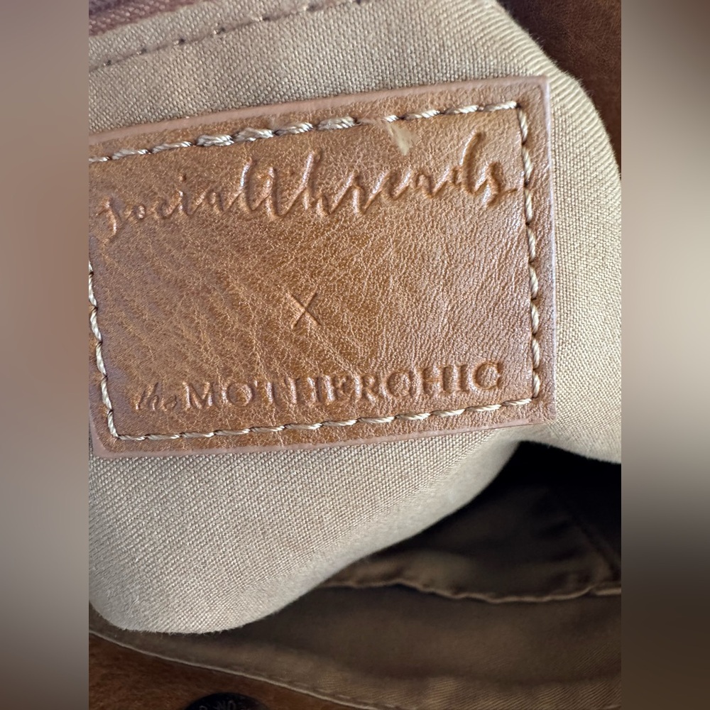 Social Threads x Motherchic Camel Stripe Tote Bag Convertible Crossbody Satchel - Picture 11 of 16